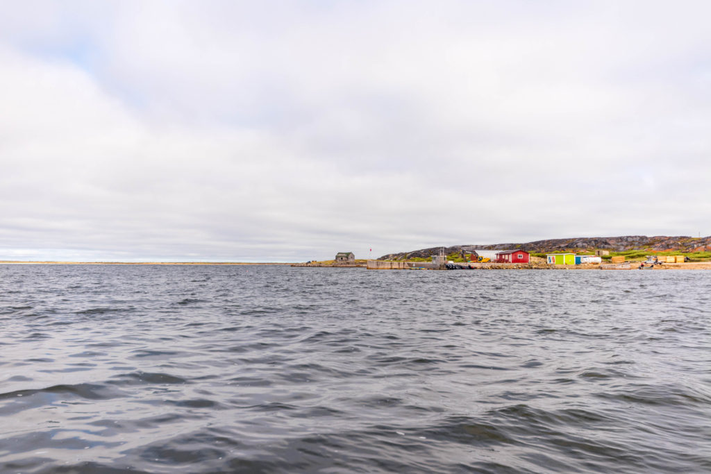 Colourful buildings on the shore of Hudson Bay, Canada