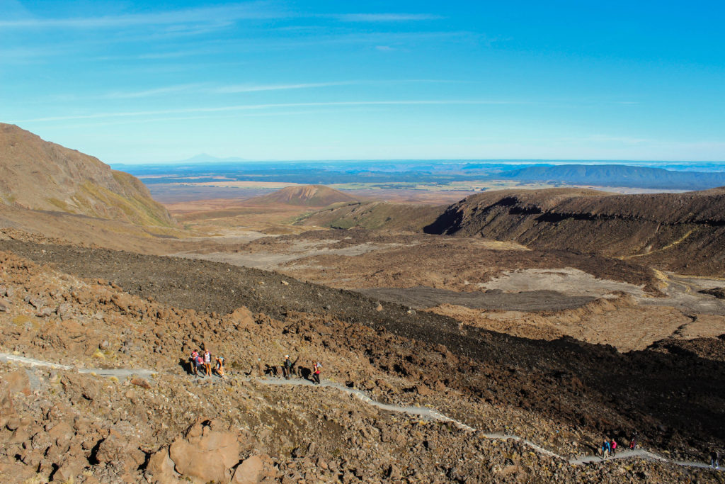 The winding path of the Tongariro Alpine Crossing, New Zealand