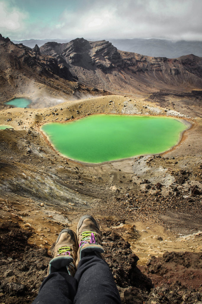 Taking a break at the Emerald Lakes in Tongariro National Park
