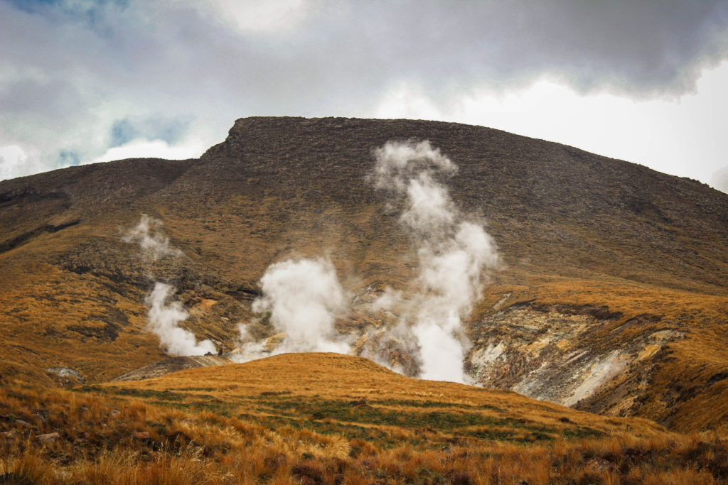 Smoking craters dot the landcape of the Tongariro Alpine Crossing, New Zealand