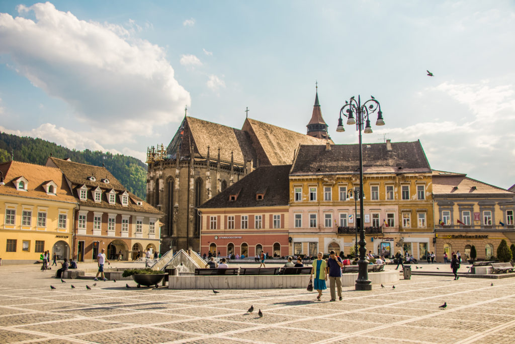 The main square in Brasov, Romania