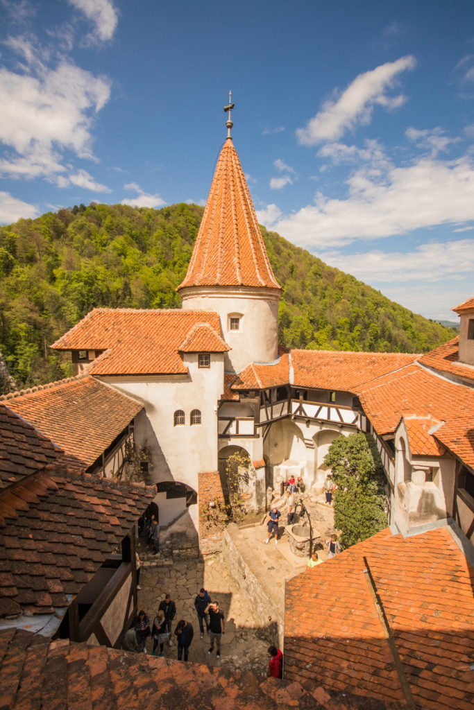 The interior courtyard of Bran Castle, Romania