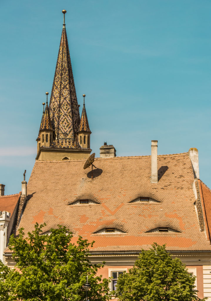 The watching eyes of the rooftops in Sibiu, Romania