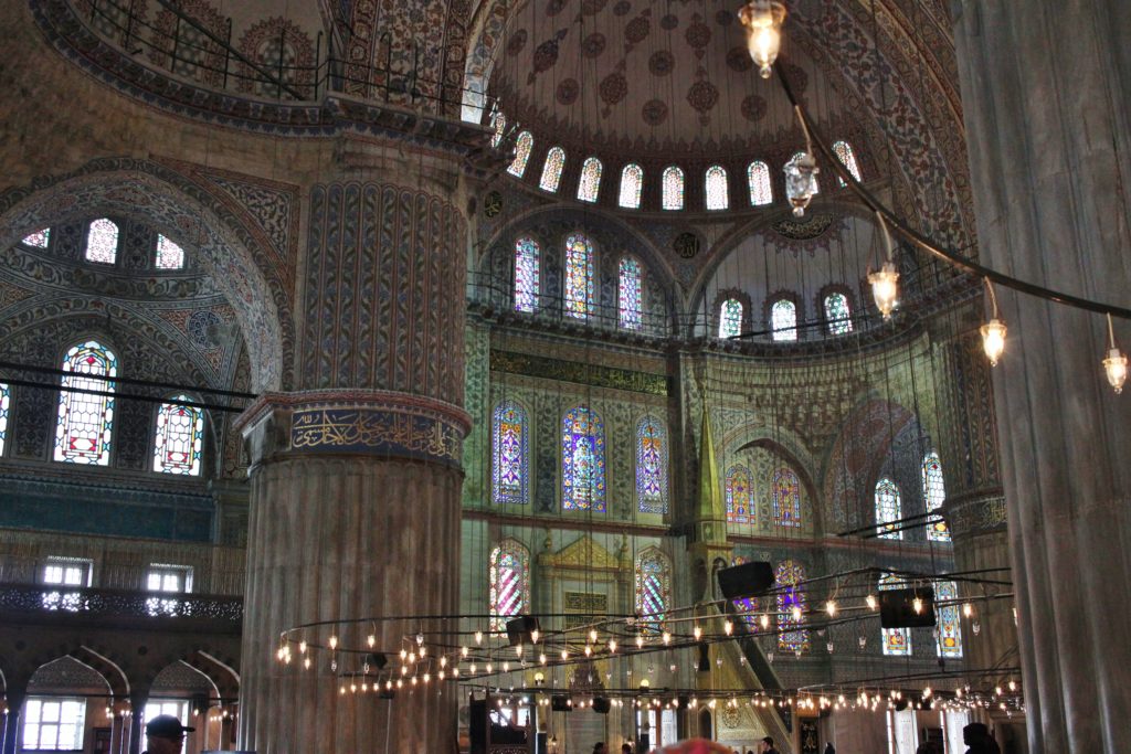 The beautiful interior of the Blue Mosque, Istanbul