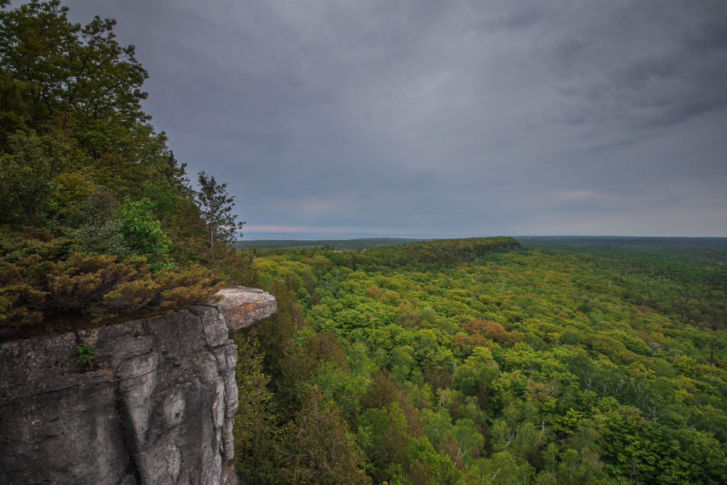 Dramatic cliffs overlooking forest on Manitoulin Island