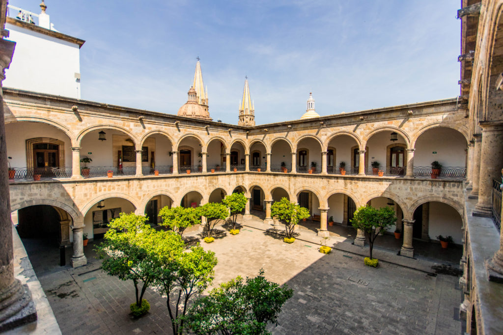 The internal courtyard of the Palacio Gobierno of Guadalajara