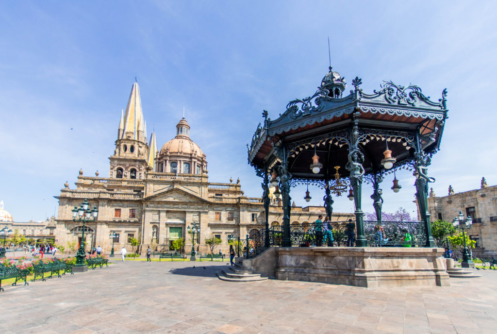 The beautiful bandstand in Plaza de Armas, Guadalajara