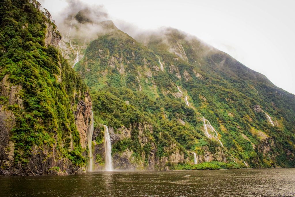 After rain, Milford Sound is filled with waterfalls