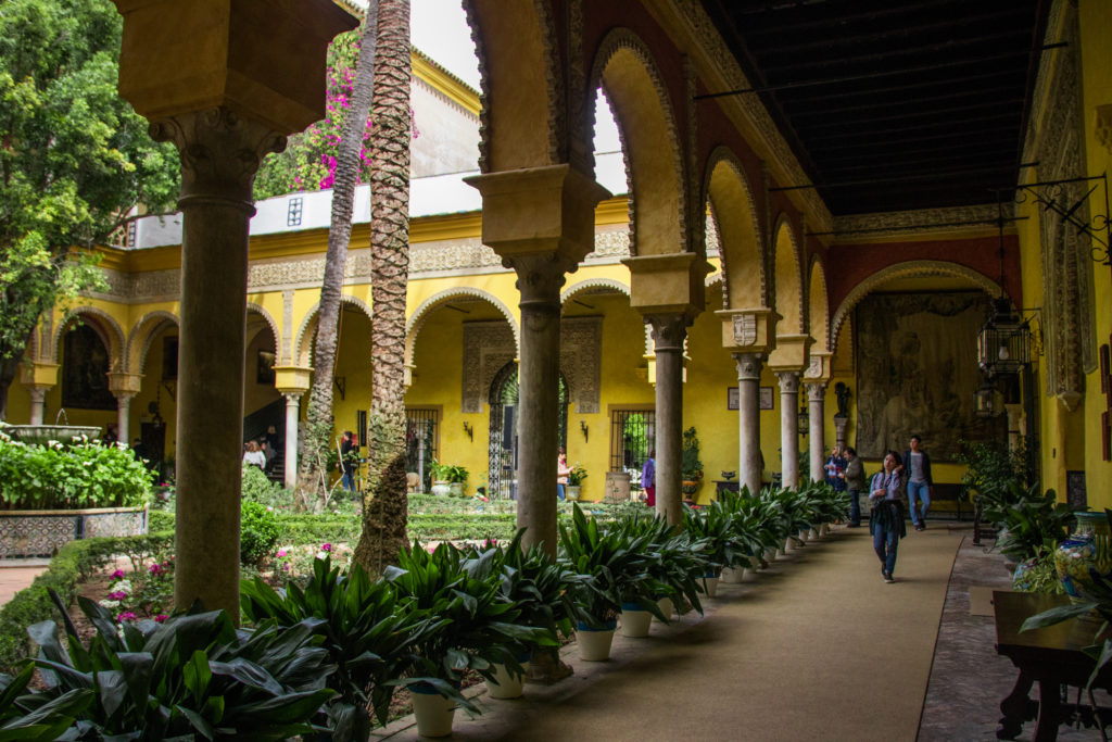 Internal courtyard in the beautiful Palacio de las Duenas in Seville