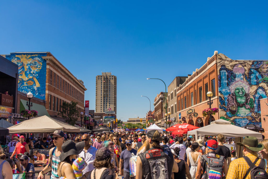 A busy Winnipeg city centre on Canada Day