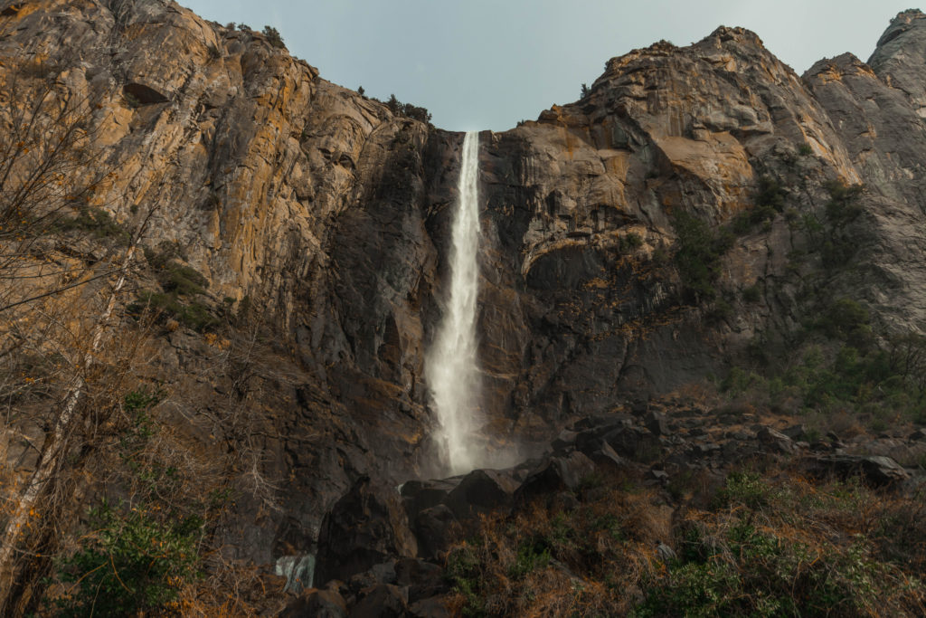 Bridalveil Fall, one of the few permanent waterfalls in the Yosemite Valley