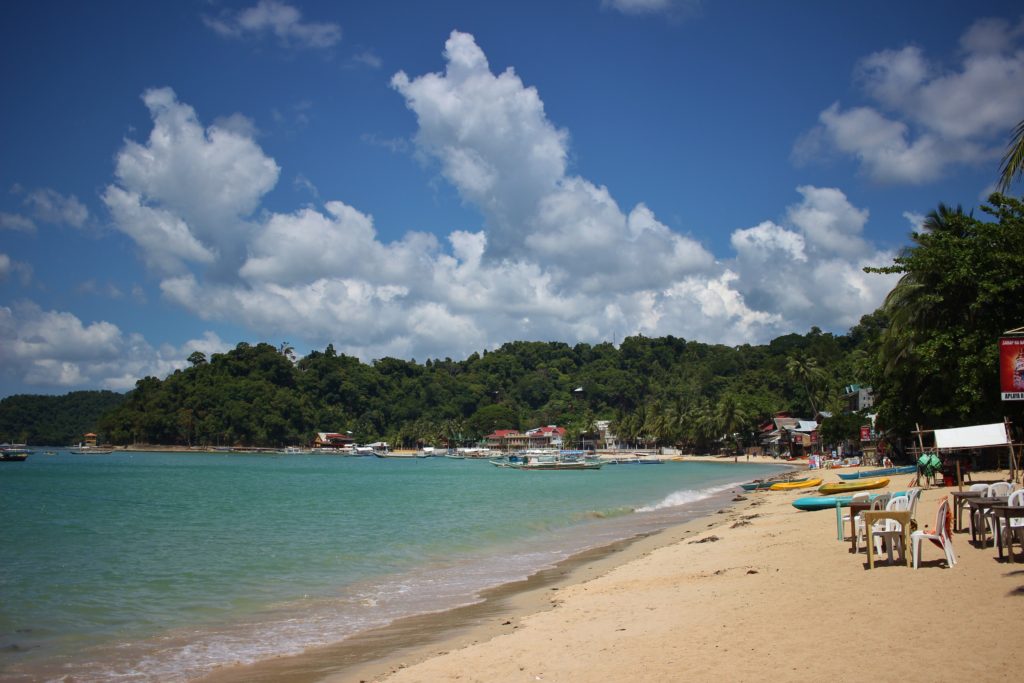 The main beach of El Nido, a small town on the island of Palawan, Philippines