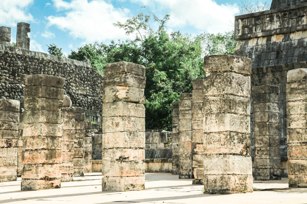 Rows of stone columns at Chichen Itza