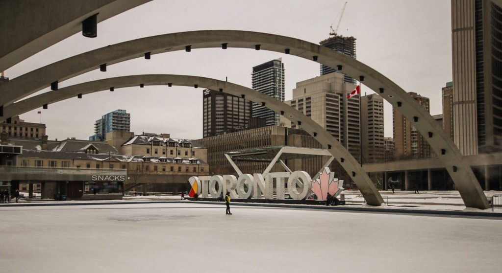 Nathan Philips Square is in the heart of the city and is one of the best photo spots in Toronto
