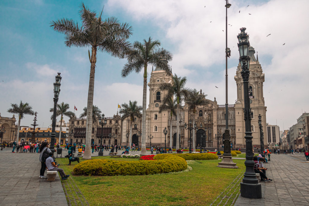 The beautiful cathedral in the historic centre of Lima, Peru