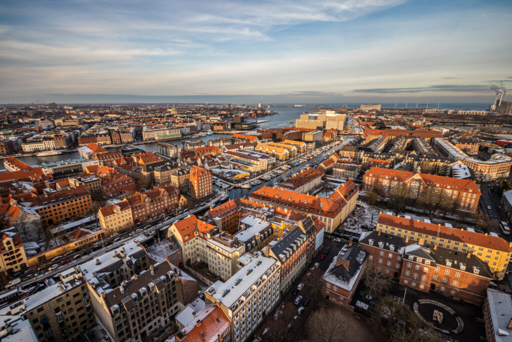 The view over the rooftops from Church of Our Saviour, one of the best photo spots in Copenhagen