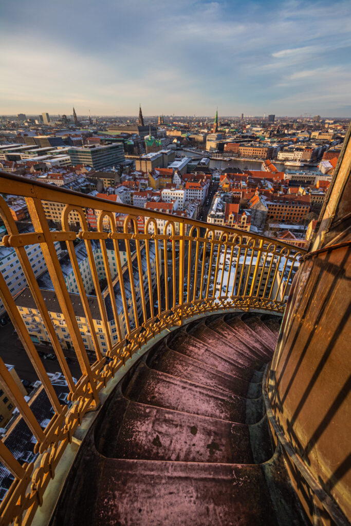 External spiral staircase of Church of Our Saviour, overlooking Copehagen