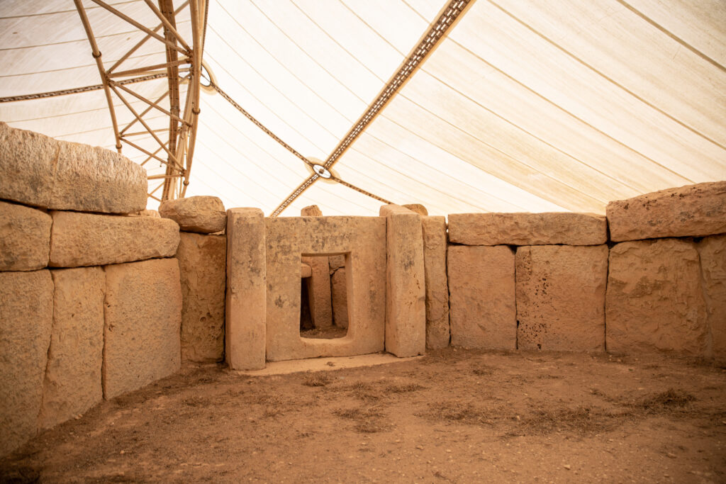 Large stone walls of one of Malta's Megalithic Temples