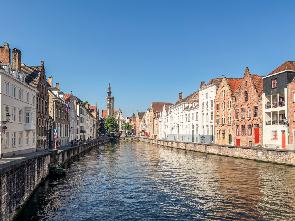 The canal leading up to Jan van Eyckplein in Bruges