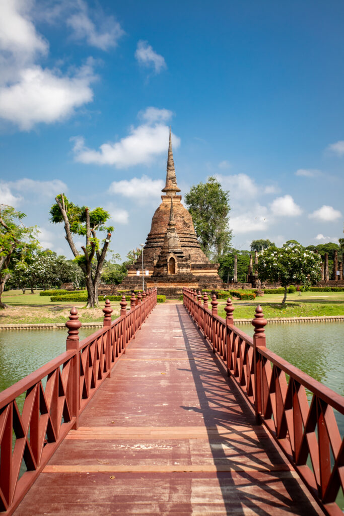 A bridge across to a temple in Sukhothai Historical Park